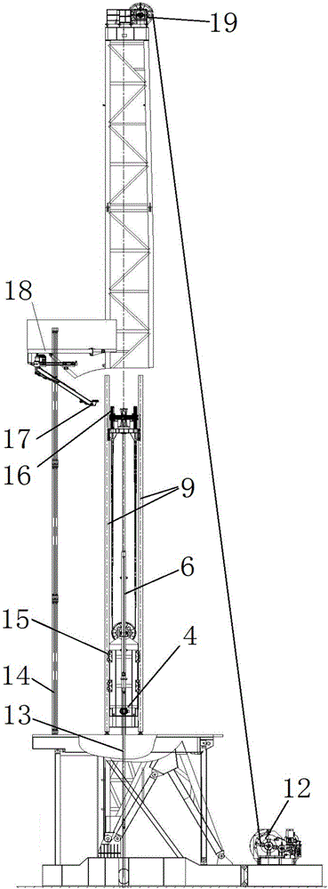 Petroleum drilling machine achieving continuous motion of tripping in and tripping out and method for continuous motion of tripping in and tripping out