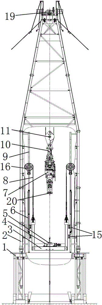 Petroleum drilling machine achieving continuous motion of tripping in and tripping out and method for continuous motion of tripping in and tripping out