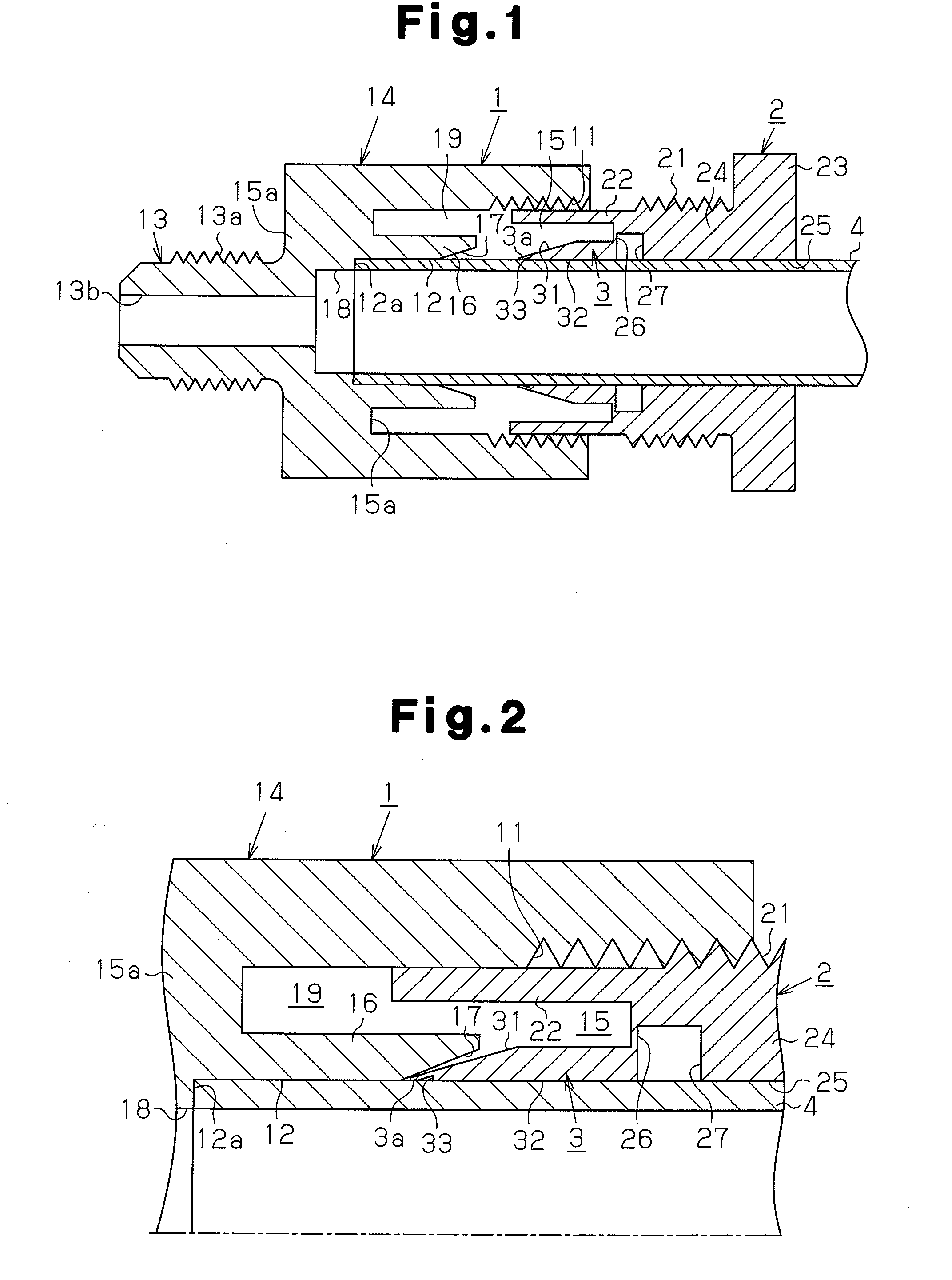 Bite-in type pipe joint, refrigerating apparatus, and water heating device