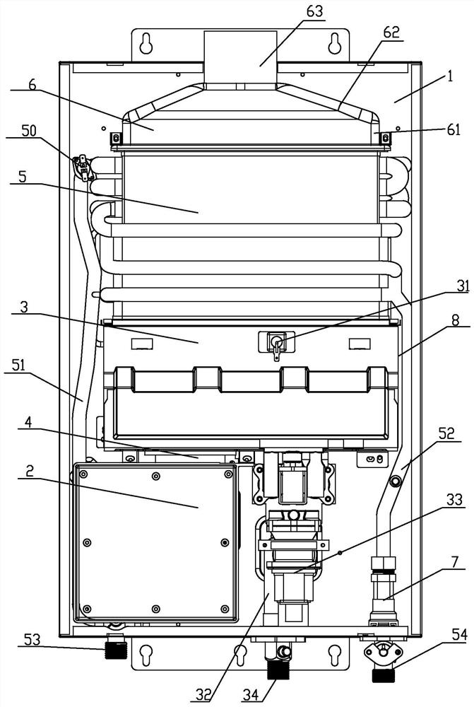 Forced exhaust gas water heater