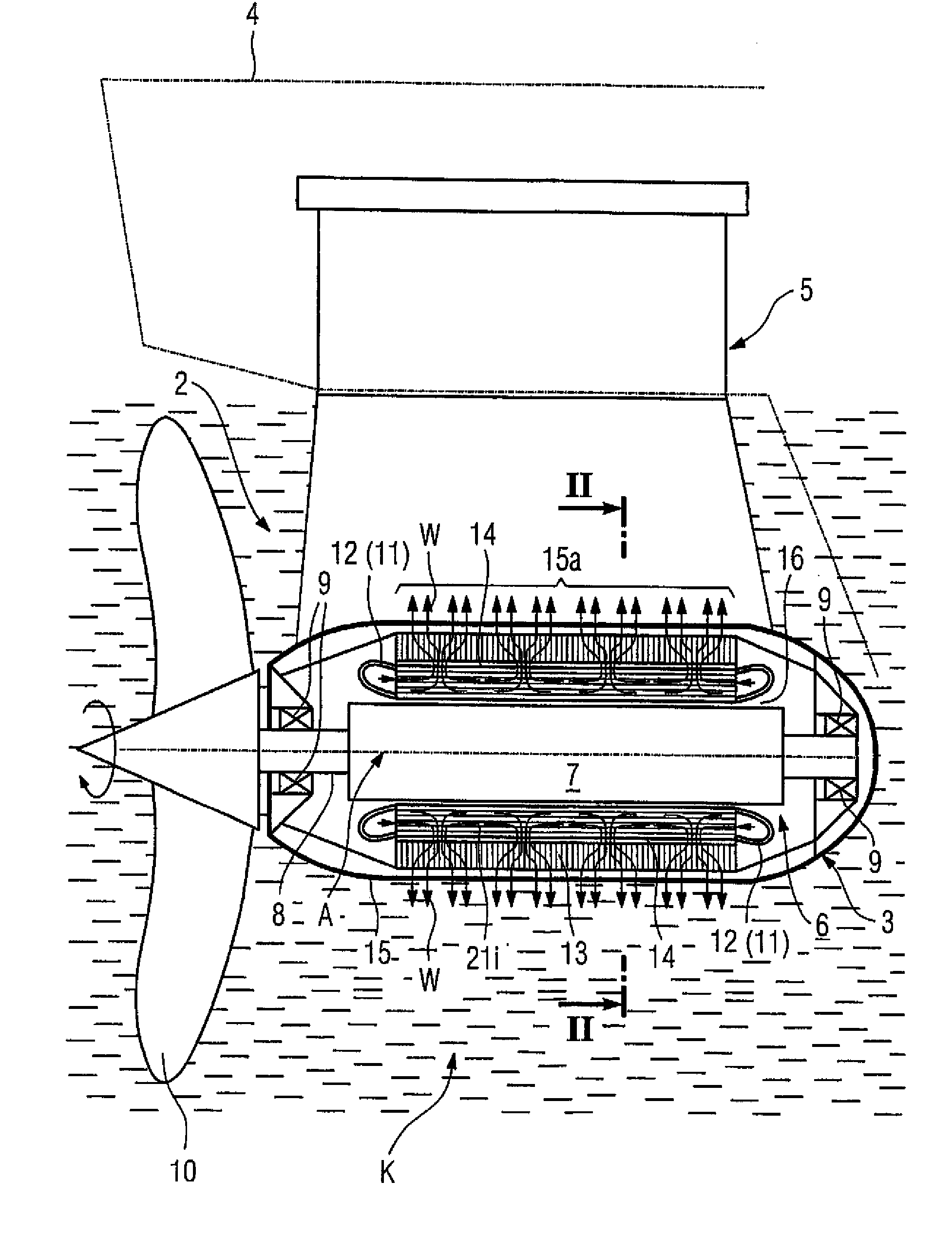Ship propulsion system with cooling systems for the stator and rotor of the synchronous machine of the propulsion system