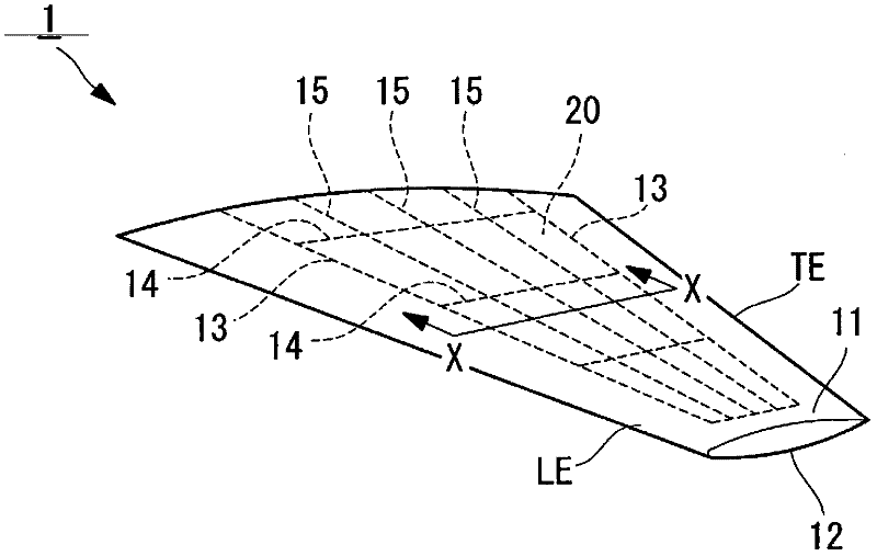 Composite tank, manufacturing method therefor, and wing