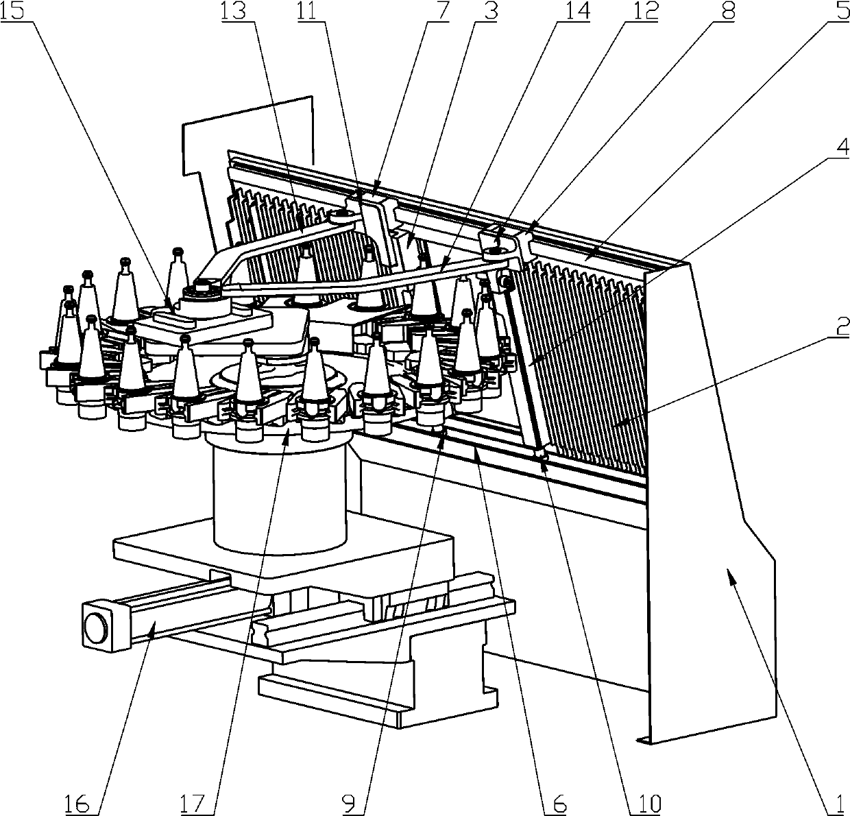 Protection device of bamboo hat type disc type tool magazine