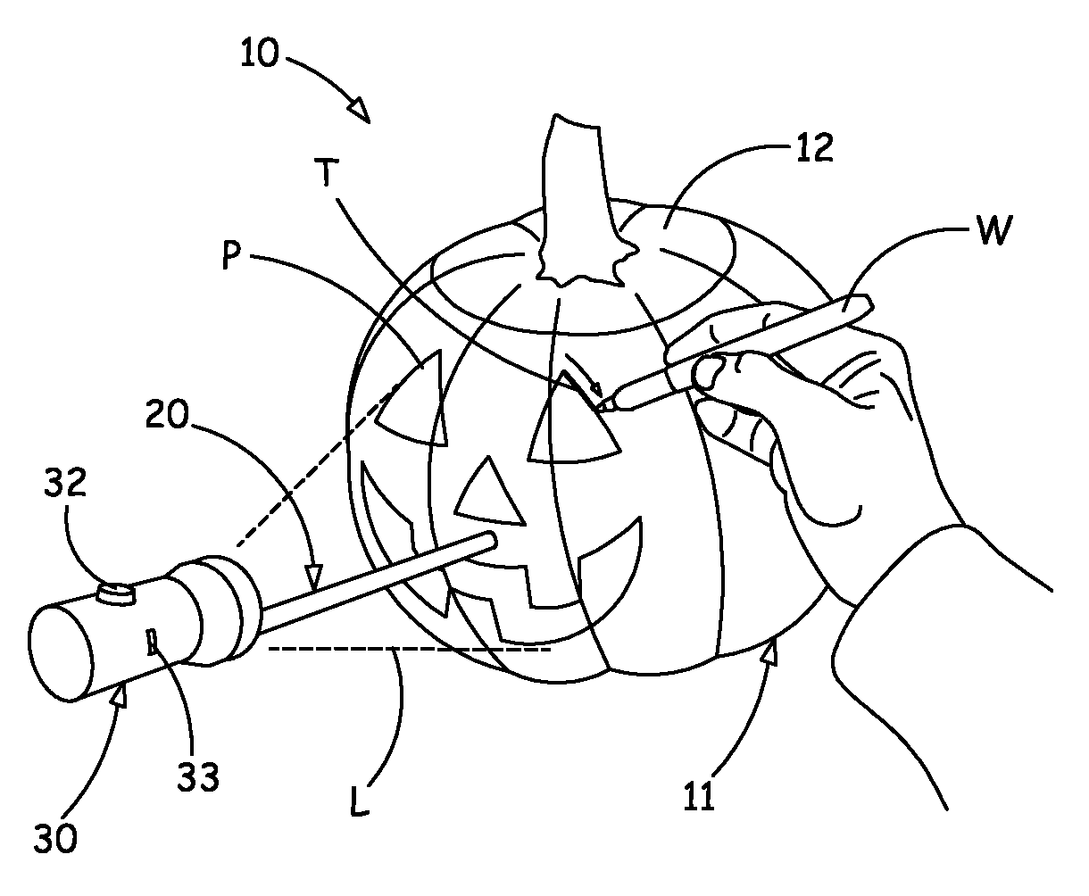 Device and method for the transfer of patterns to an object