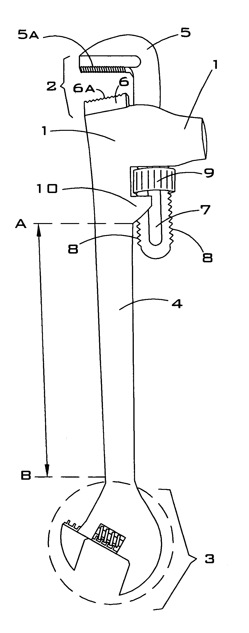 Combination tool with hammer head, crescent wrench and pipe wrench