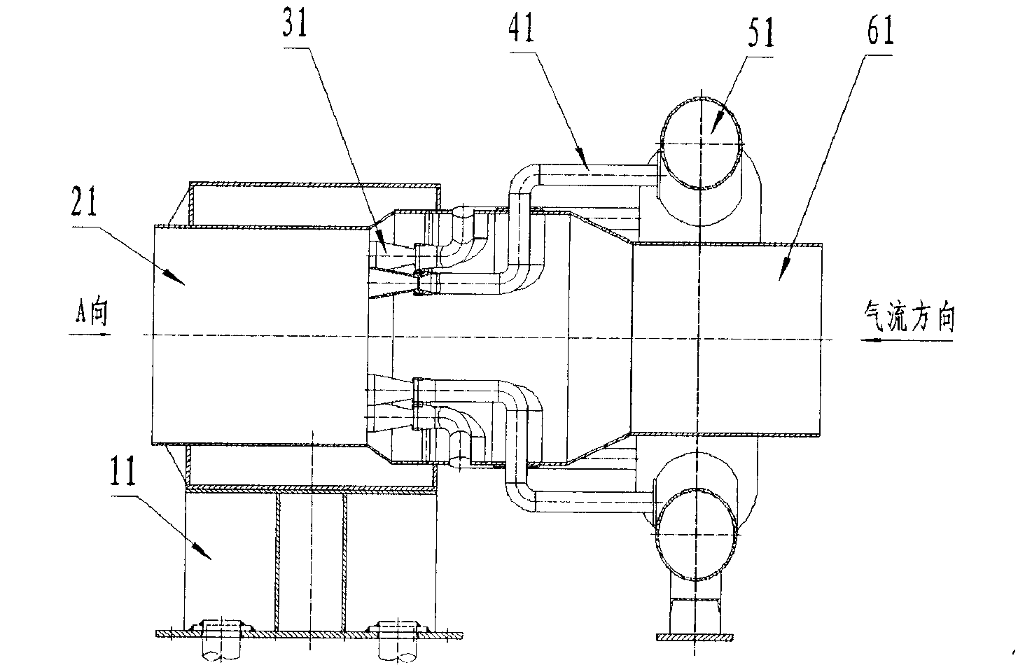 Three-level multi-spray-pipe central ejector