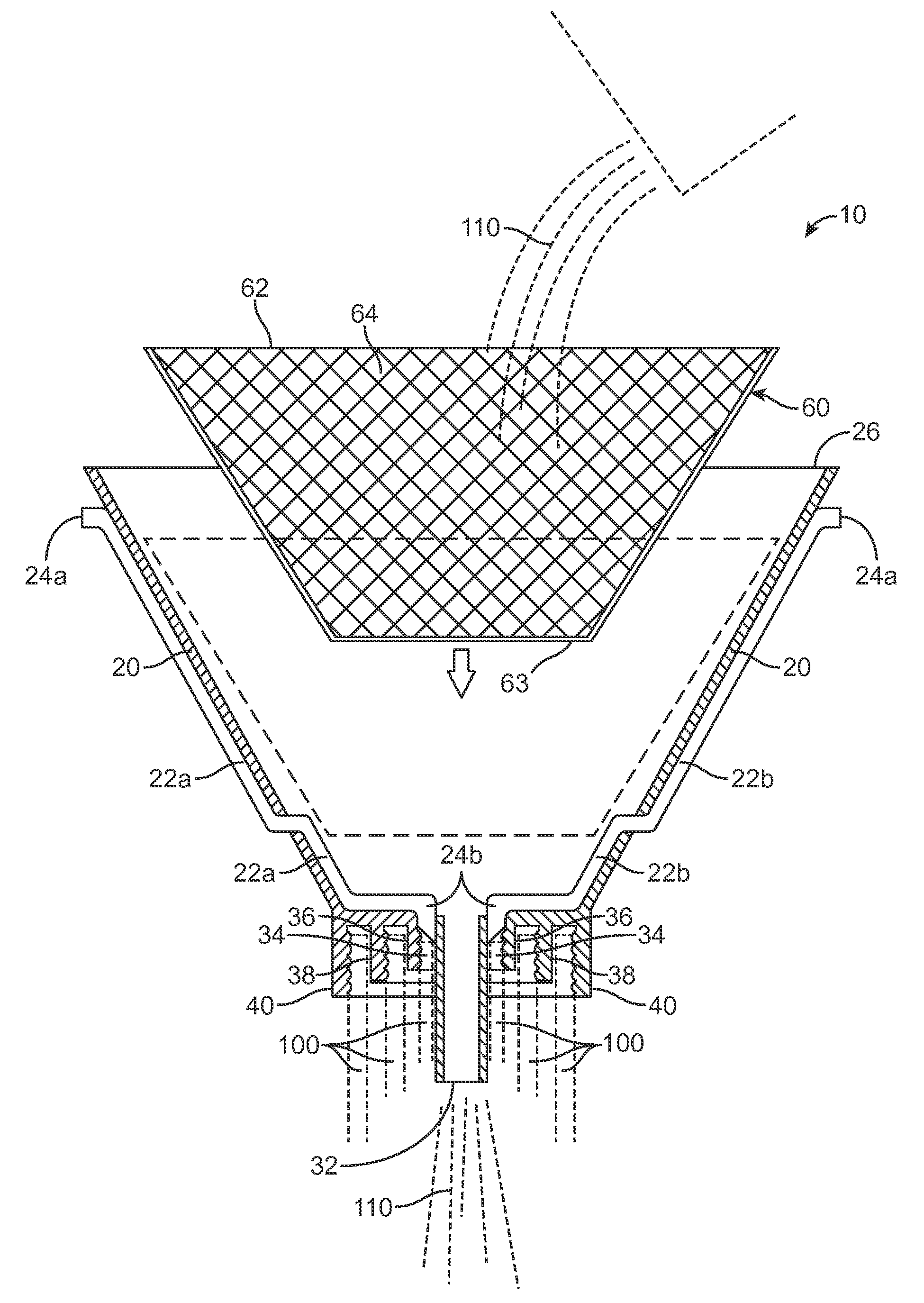 Attachable funnel with internal strainer
