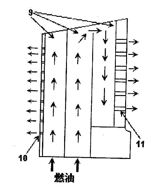 Coupling method for improving blade cooling efficiency and combustion efficiency of interstage/afterburner/channel combustion chambers