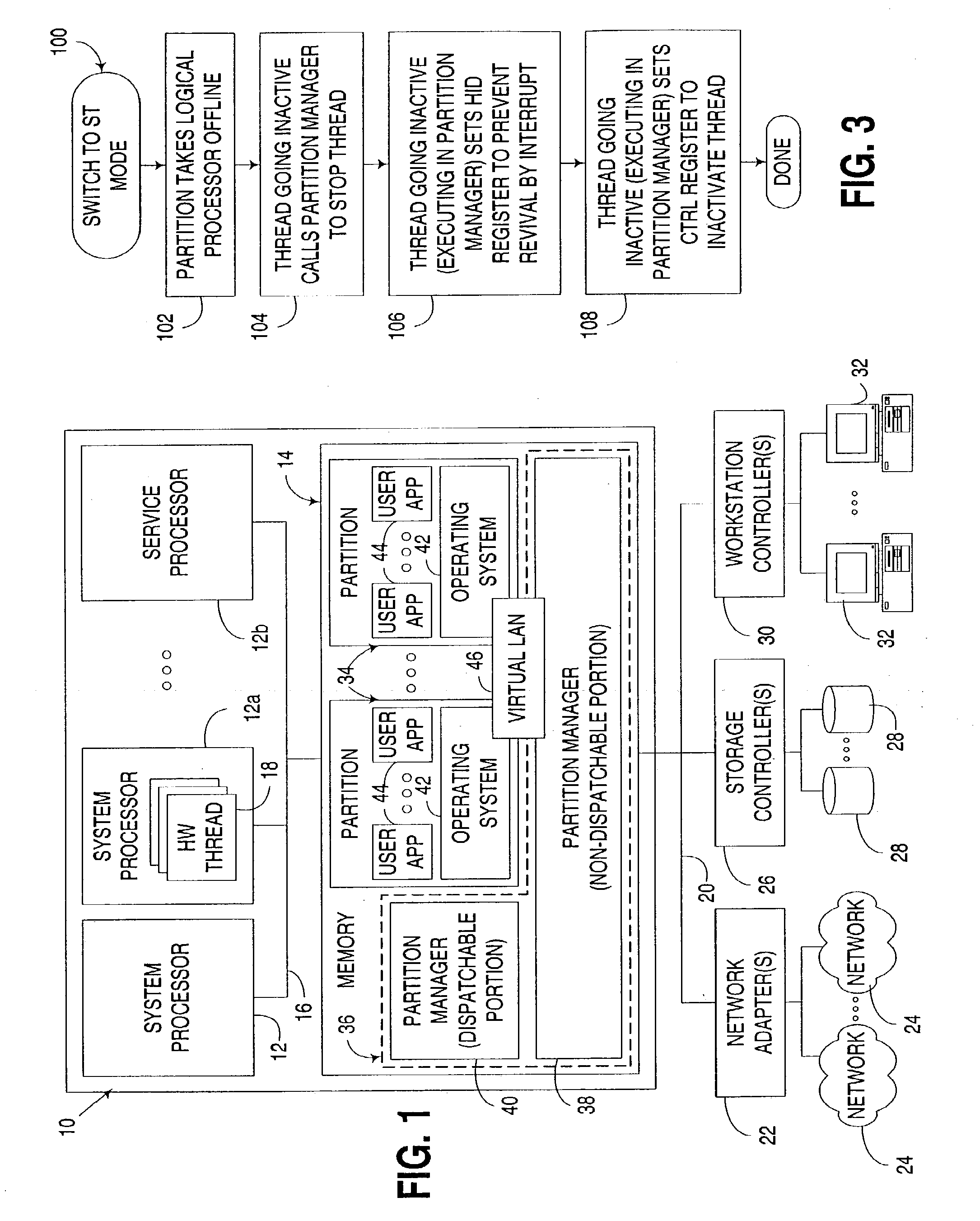 Dynamic switching of multithreaded processor between single threaded and simultaneous multithreaded modes