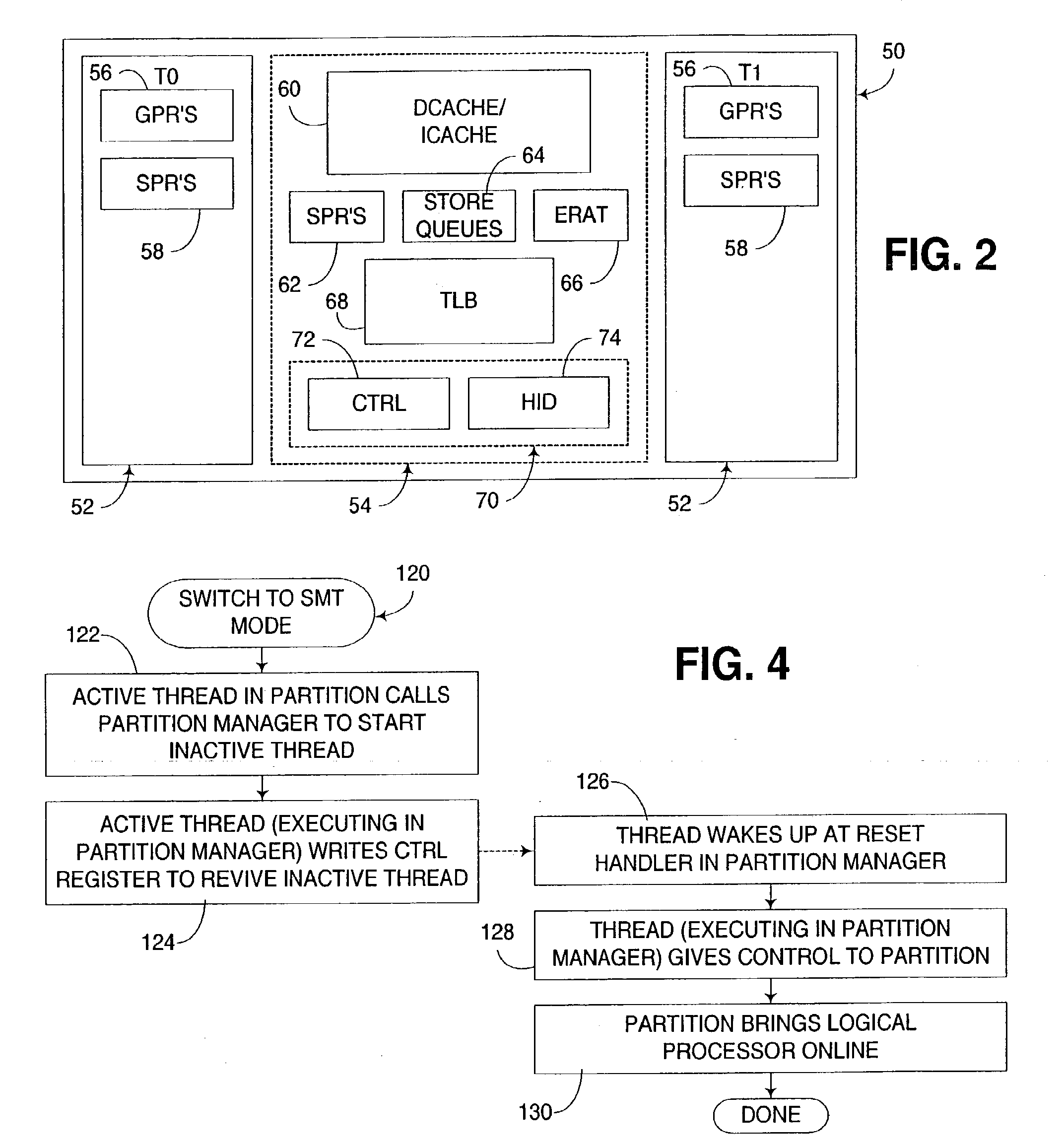 Dynamic switching of multithreaded processor between single threaded and simultaneous multithreaded modes