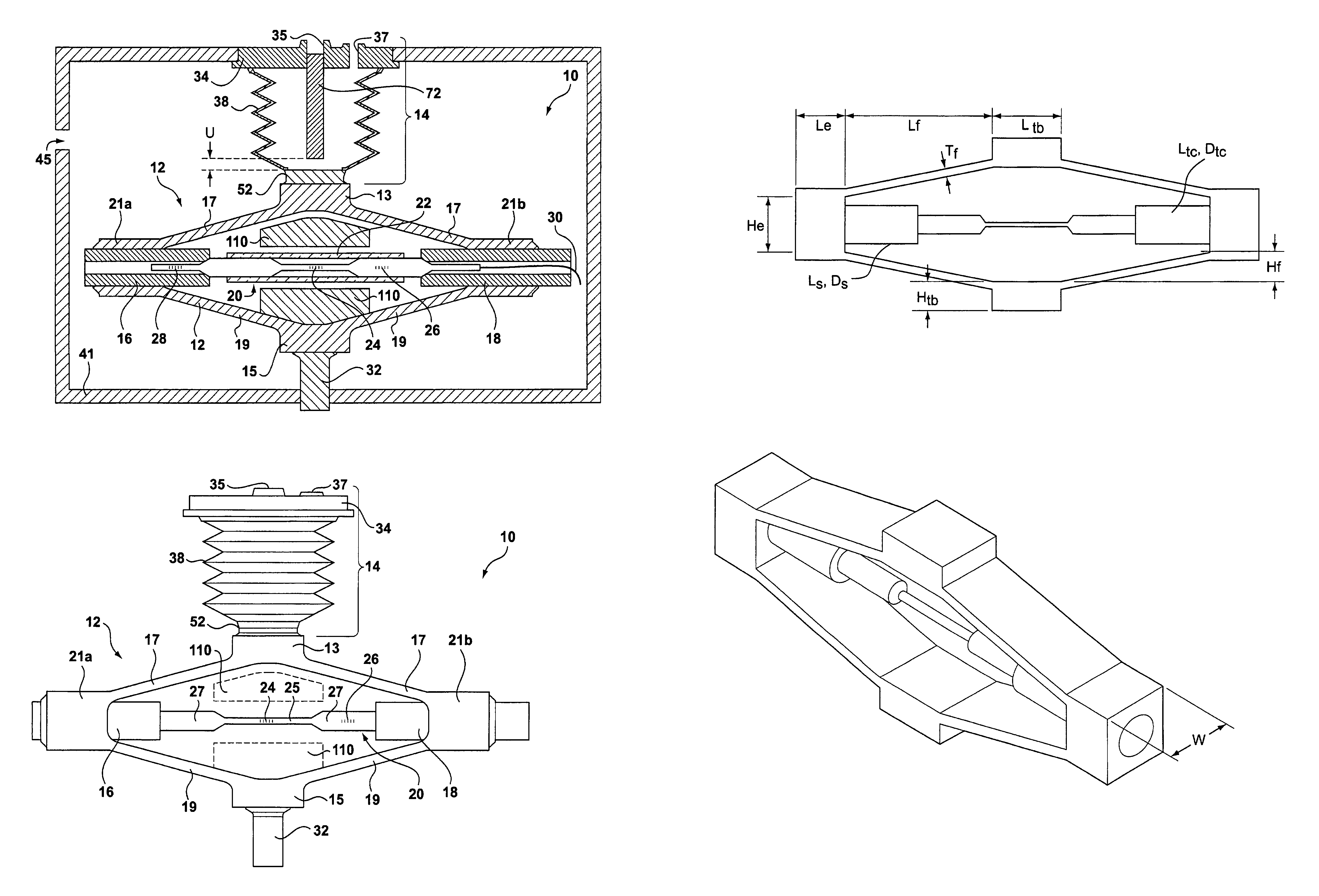 Optical differential pressure transducer utilizing a bellows and flexure system