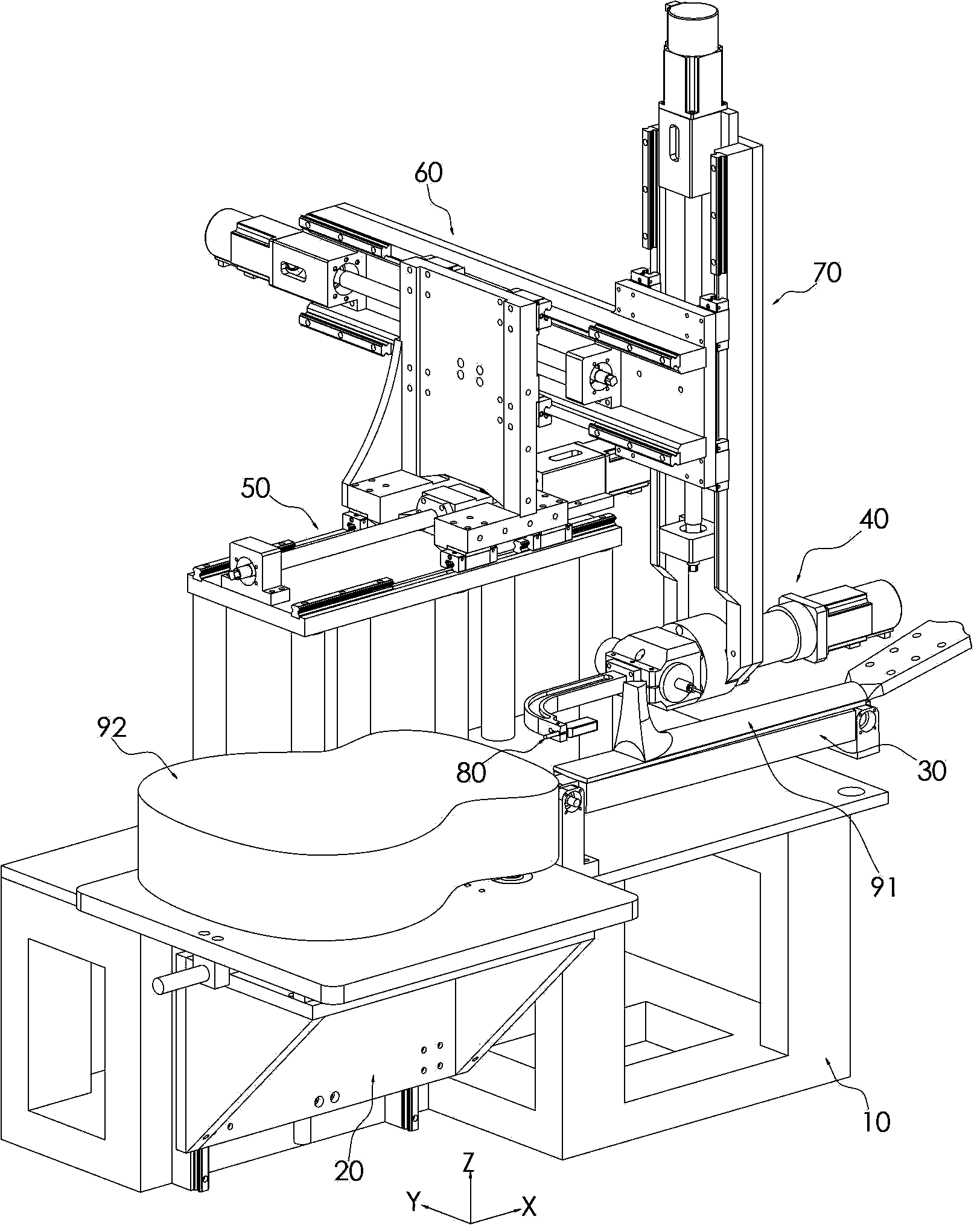 Cutting device for processing butt joint between guitar neck and upper end of guitar case