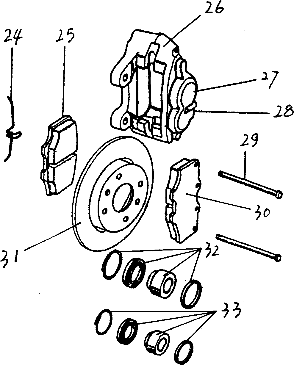 Gas-liquid mixed multi-piston disk brake system