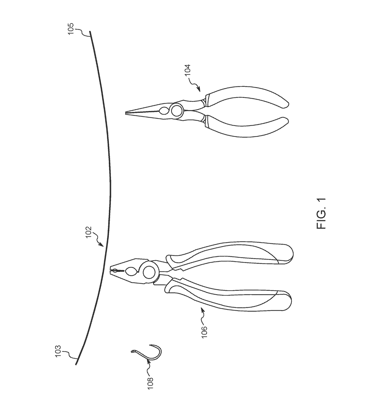 Self-locking spring method for snelling single strand wire to fishing hooks
