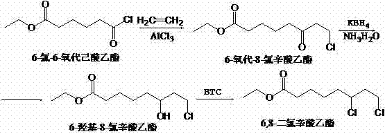 Preparation method of ethyl 6-oxo-8-chloro-caprylate