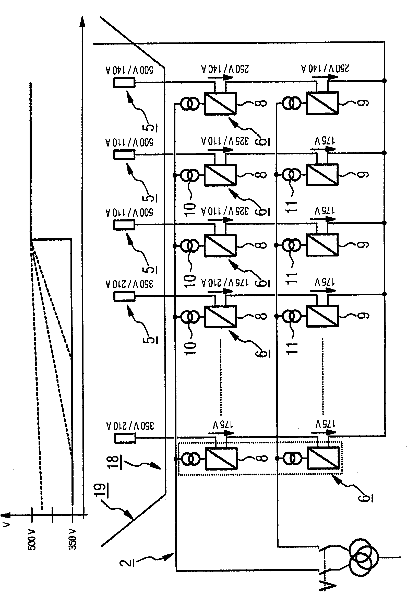 Power control device of a power network of an electrochemical coating facility