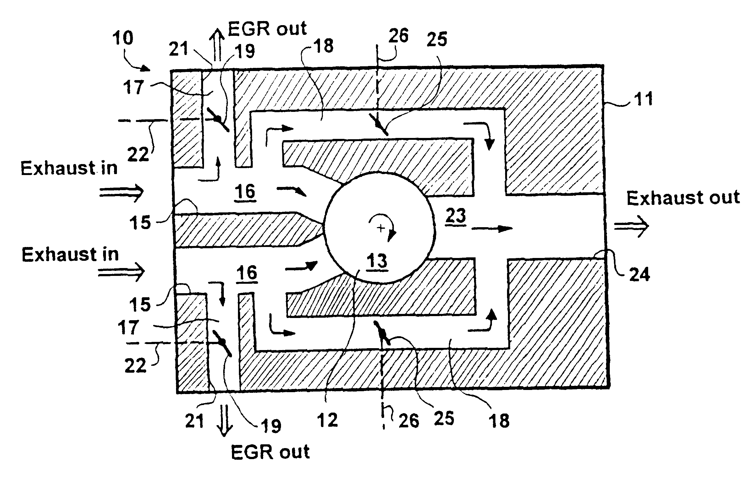 Turbocharger housing with exhaust gas recycling