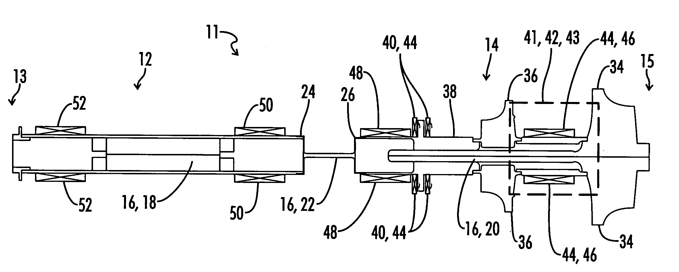 Rotor and bearing system for a turbomachine