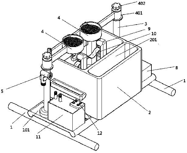 Hygienic foot basin structure for nursing on sickbed