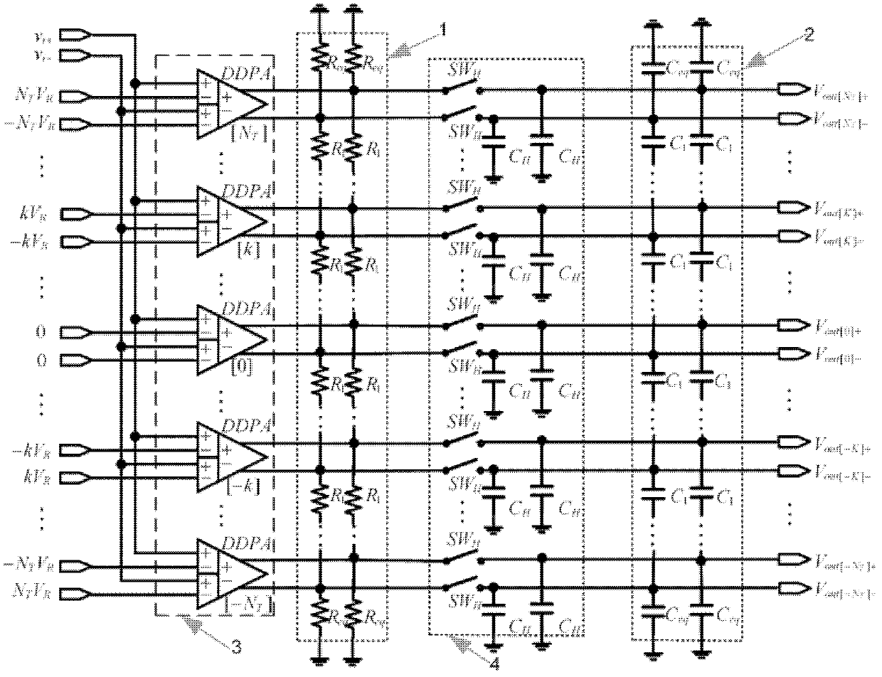 Distributed sample hold circuit for rail-to-rail input range