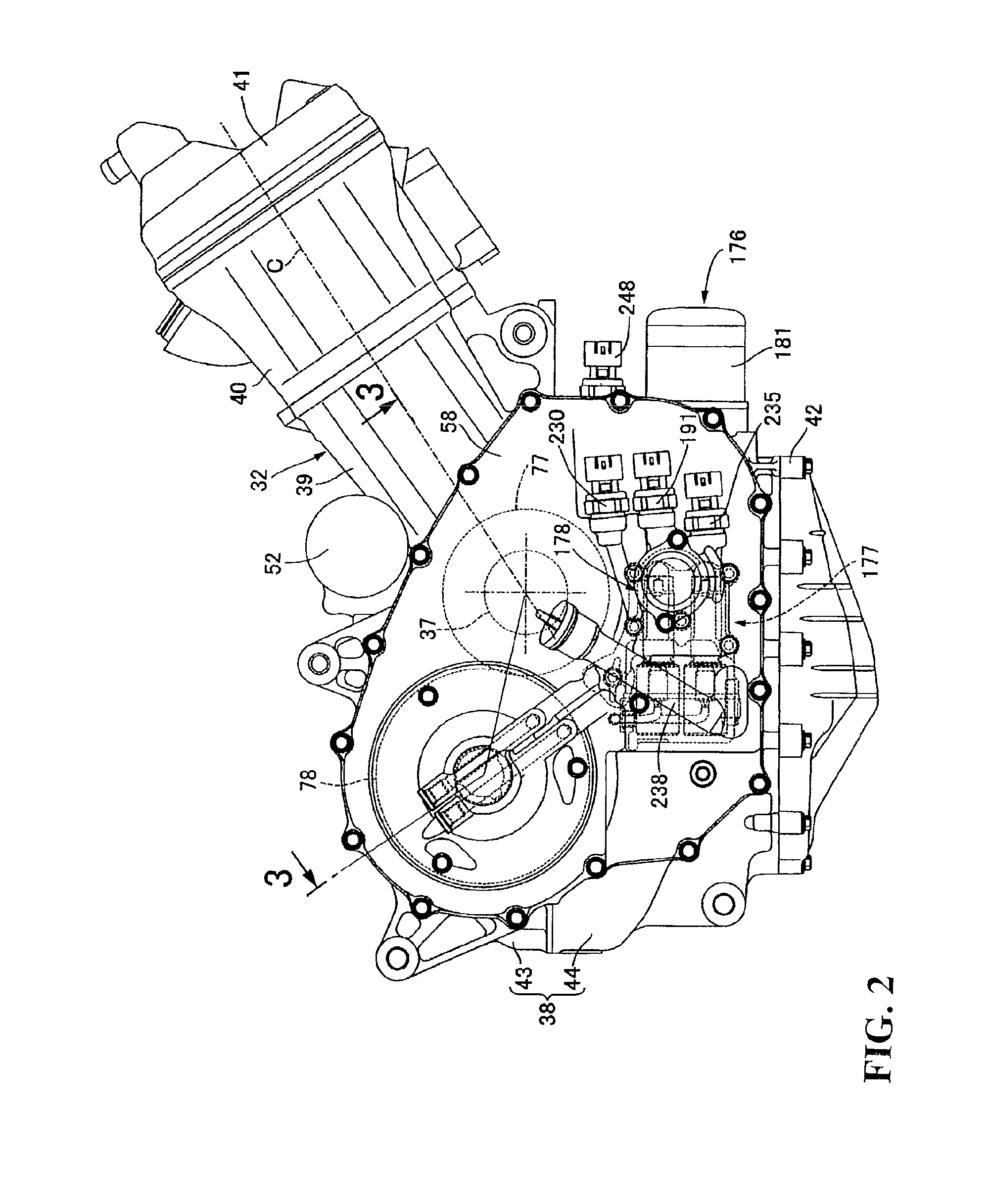 Internal combustion engine and supplying oil path structure for hydraulic clutch in internal combustion engine