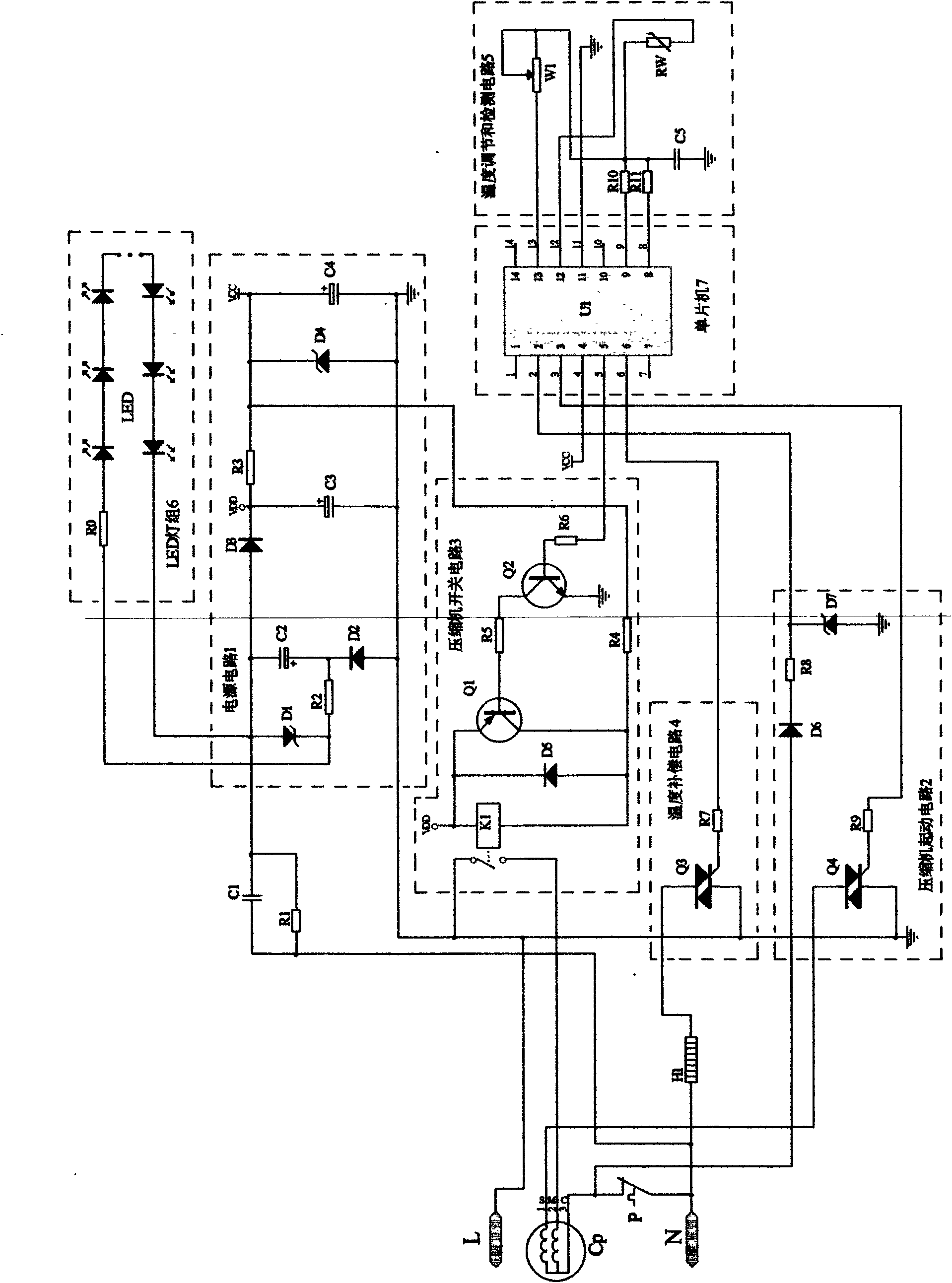 Electronic thermostat with compressor starting function