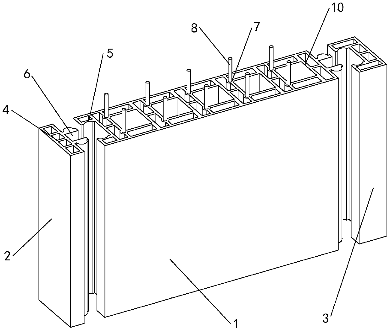 Fabricated spliced partition wall light and thin formwork