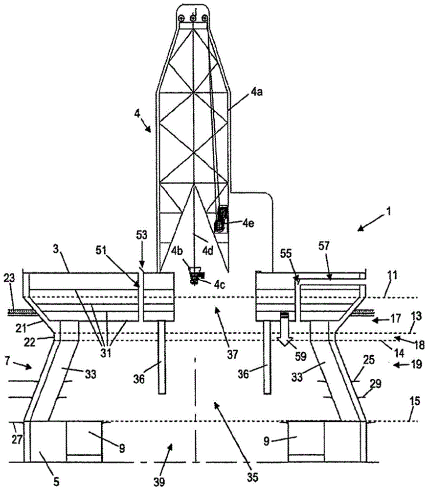 Semi-submersible vessel and its operation method