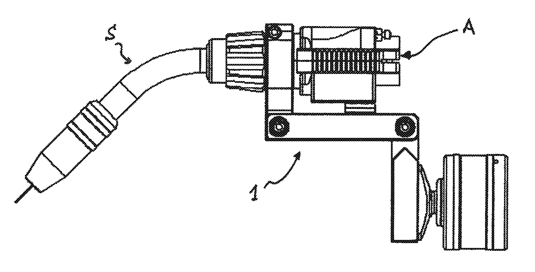 Mount for a welding gun for connecting said welding gun to an arm of a welding robot