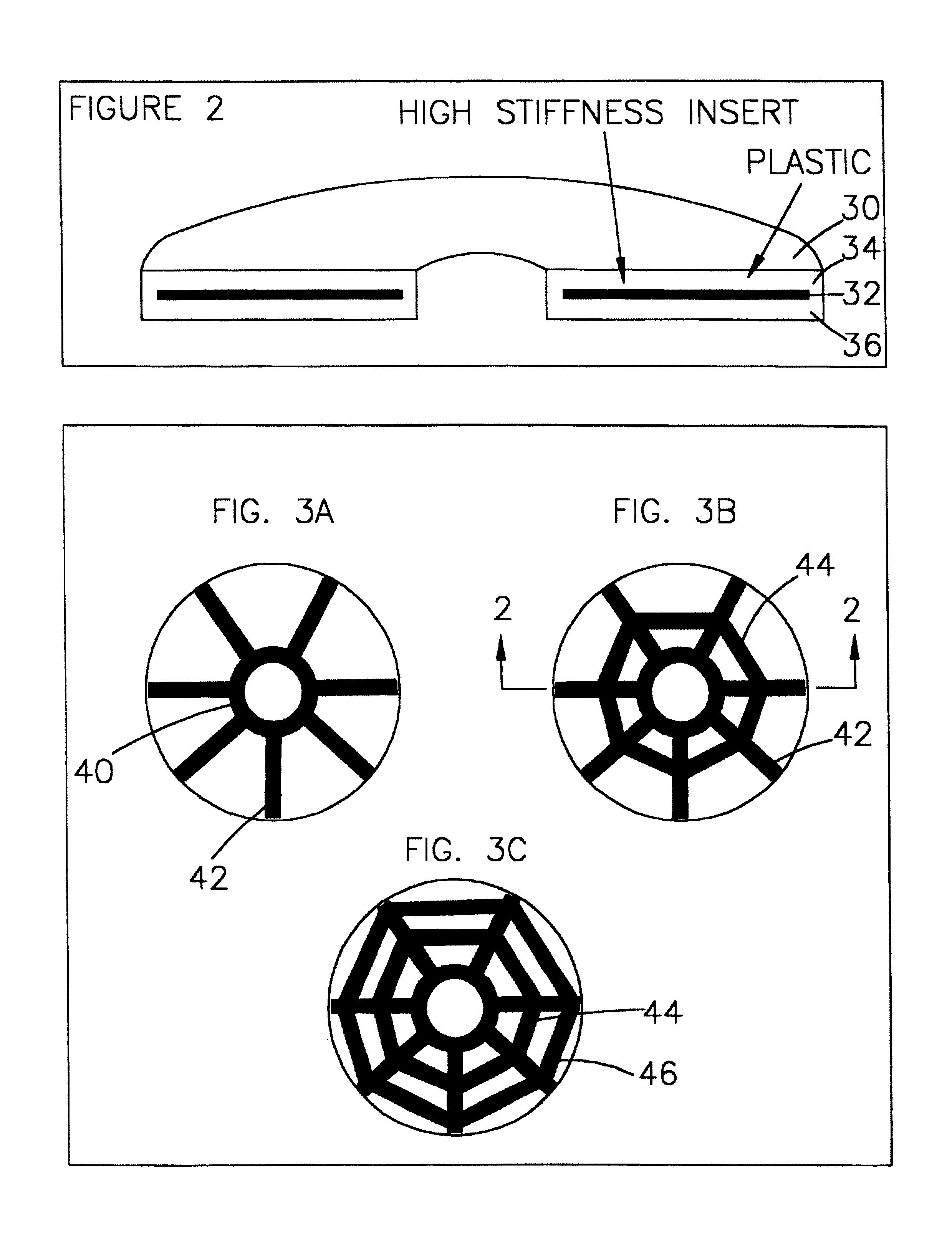 Design of a rigid disc plastic substrate with high stiffness insert