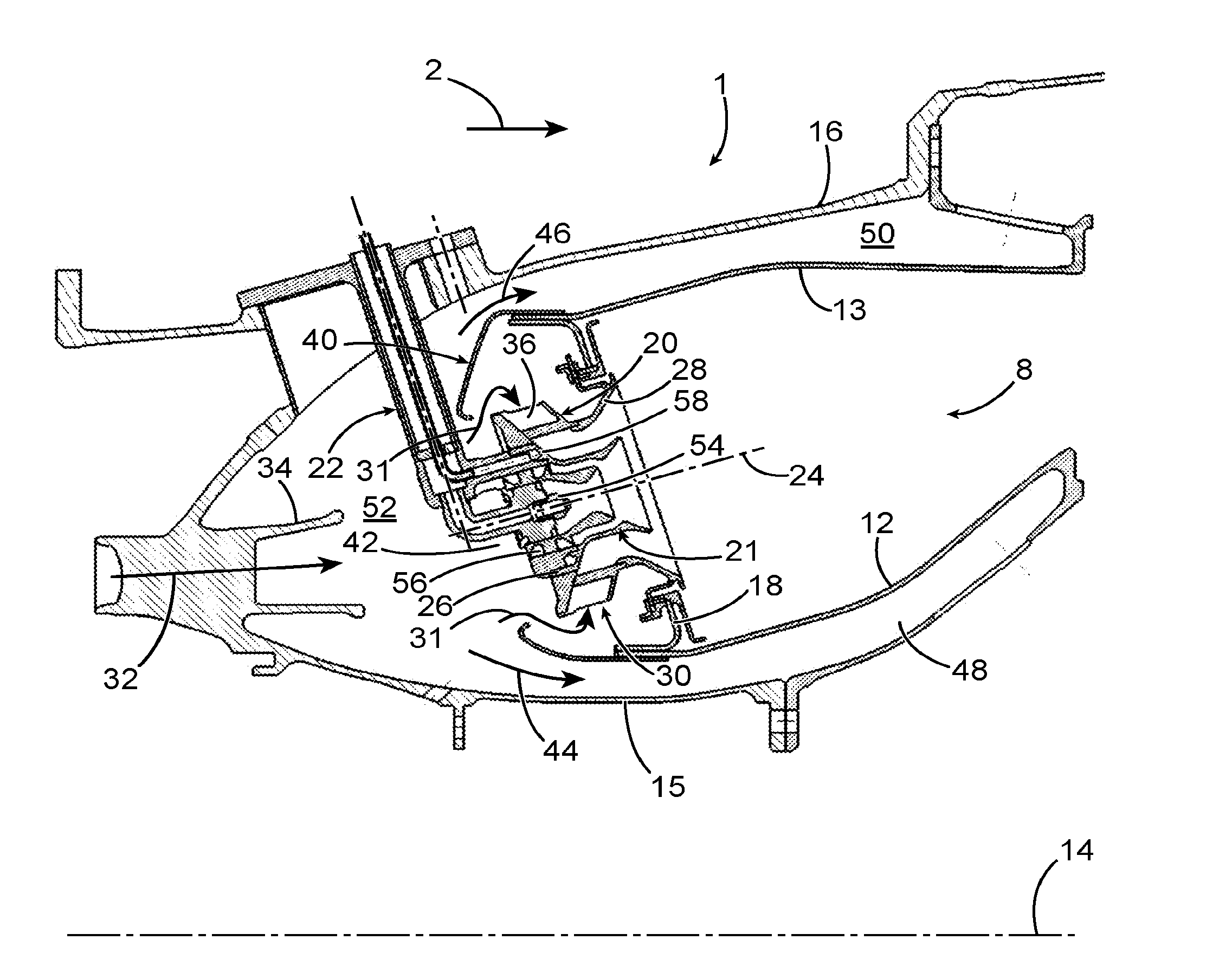 Combustion chamber for a turbine engine with homogeneous air intake through fuel injection system