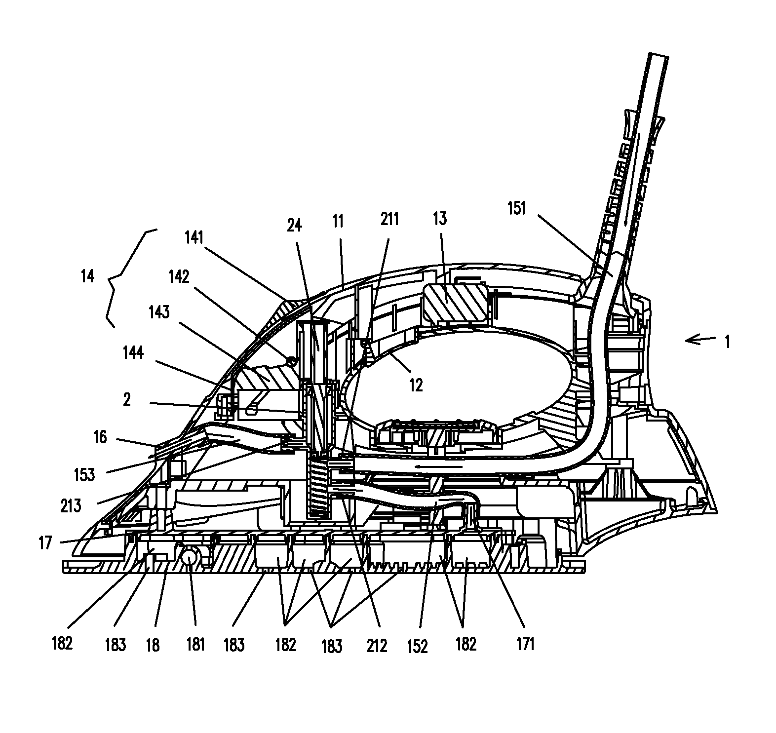 Air-feed device of boiler iron and boiler iron