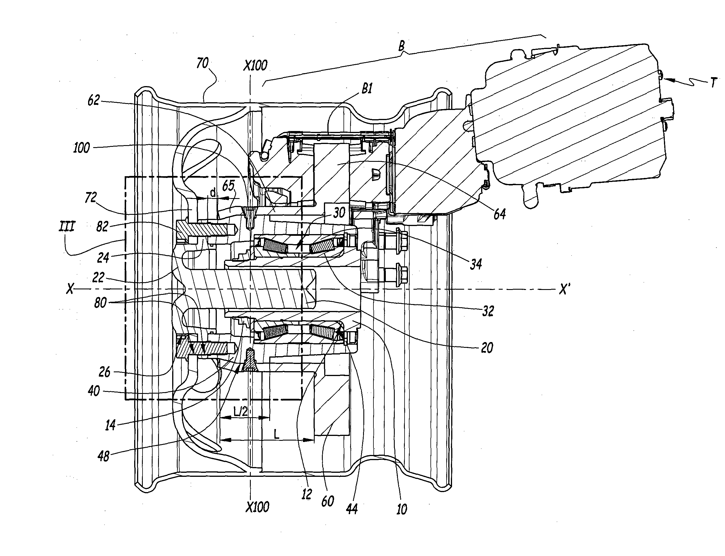 Driven wheel assembly and automotive vehicle equipped with such an assembly