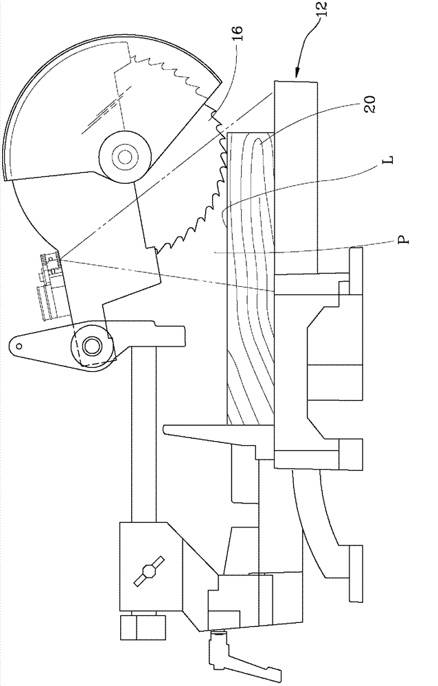 Laser marking device for circular sawing machine