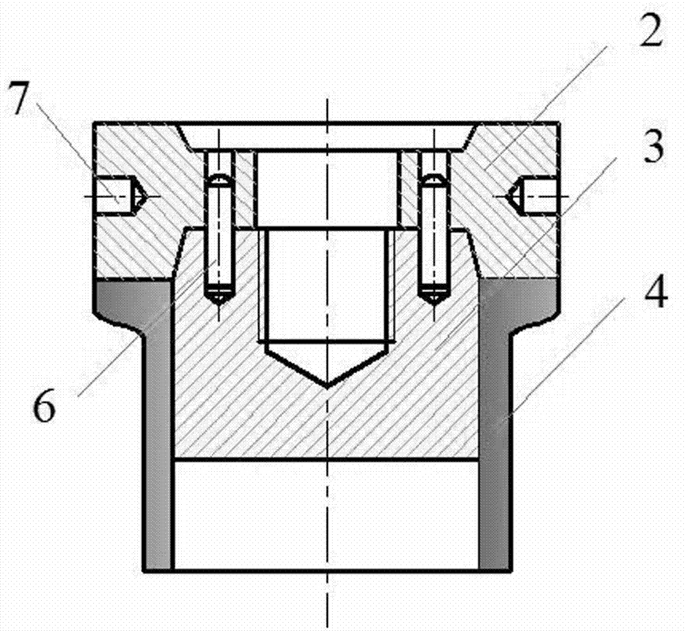 Hollow outer flange part extrusion forming mold and male mold thereof