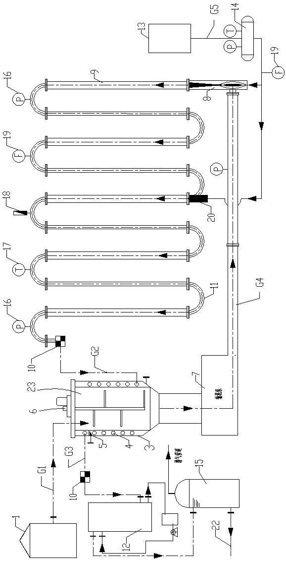 Adjustable reducing pipe sludge continuous pyrohydrolysis device