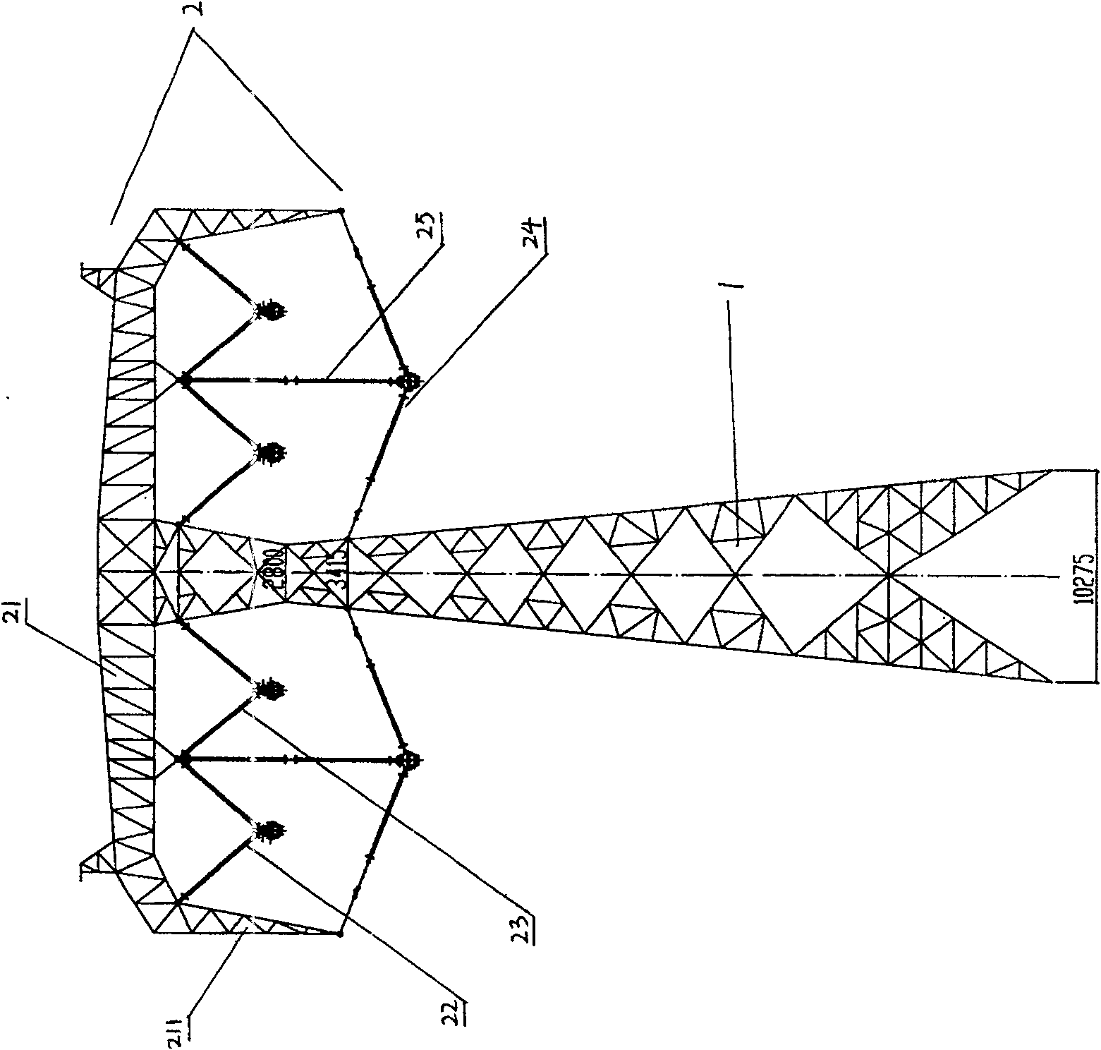 Two-tower double-circuit compact linear power transmission iron tower