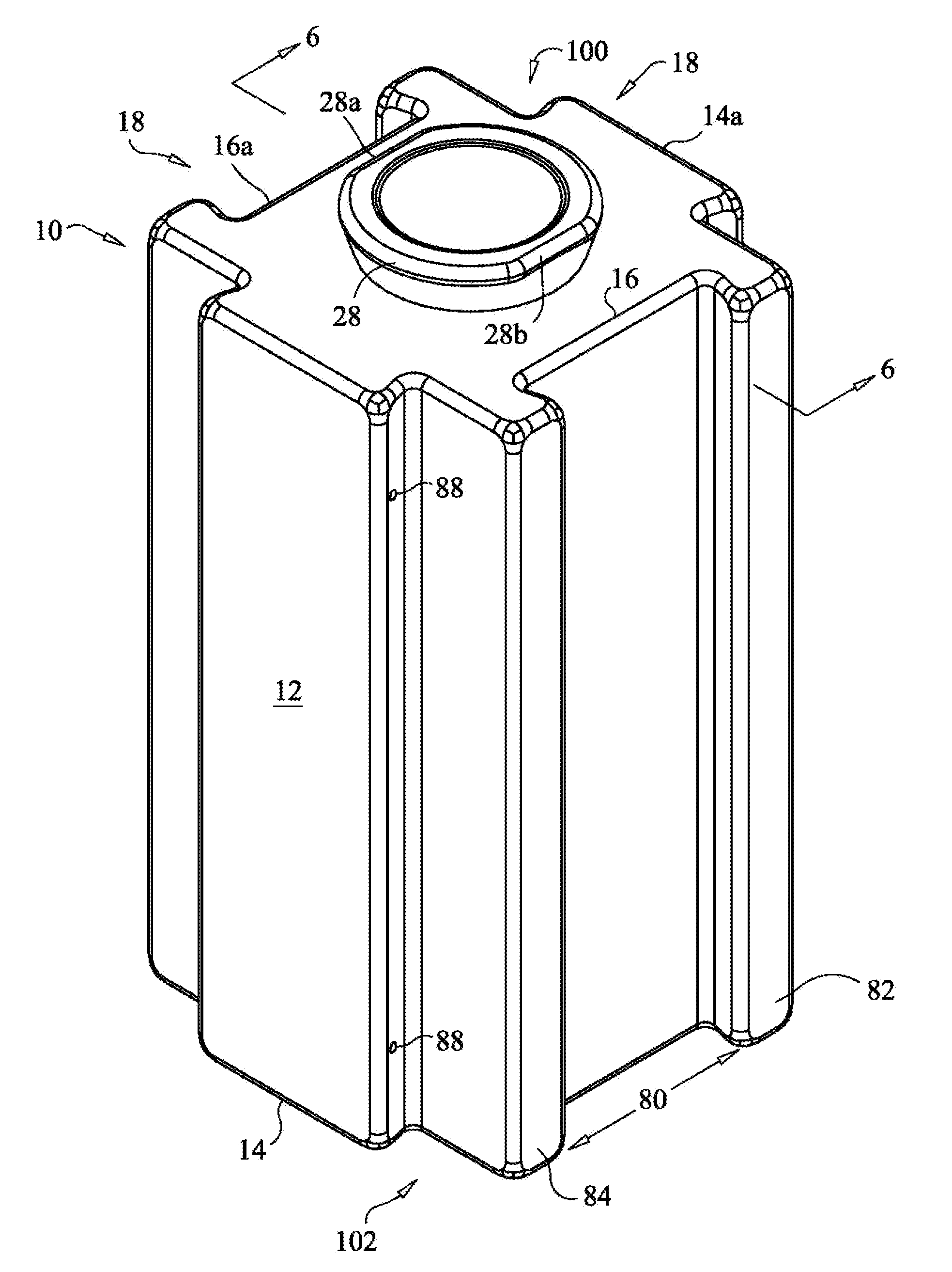 Interlocking container assembled to form useful structures