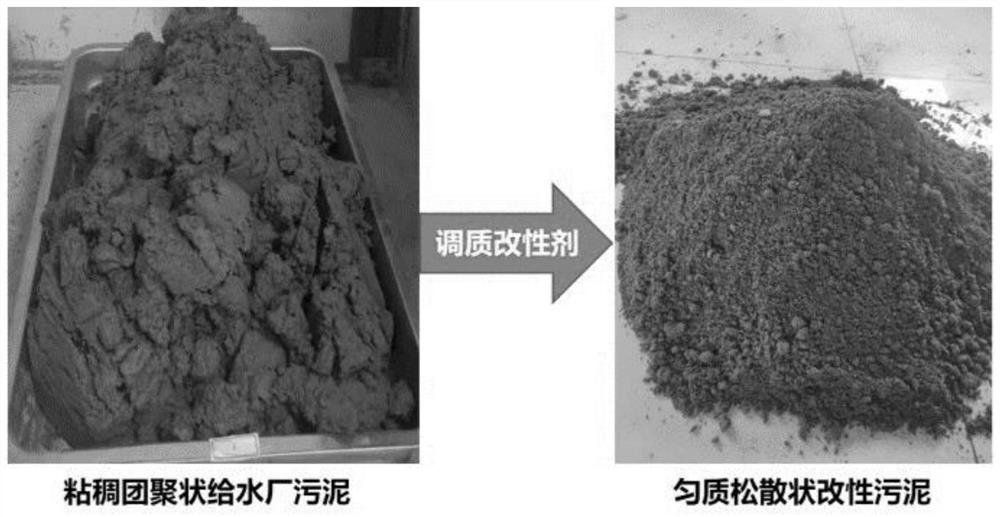Water supply plant sludge conditioning modifier, sludge material and preparation method and application thereof