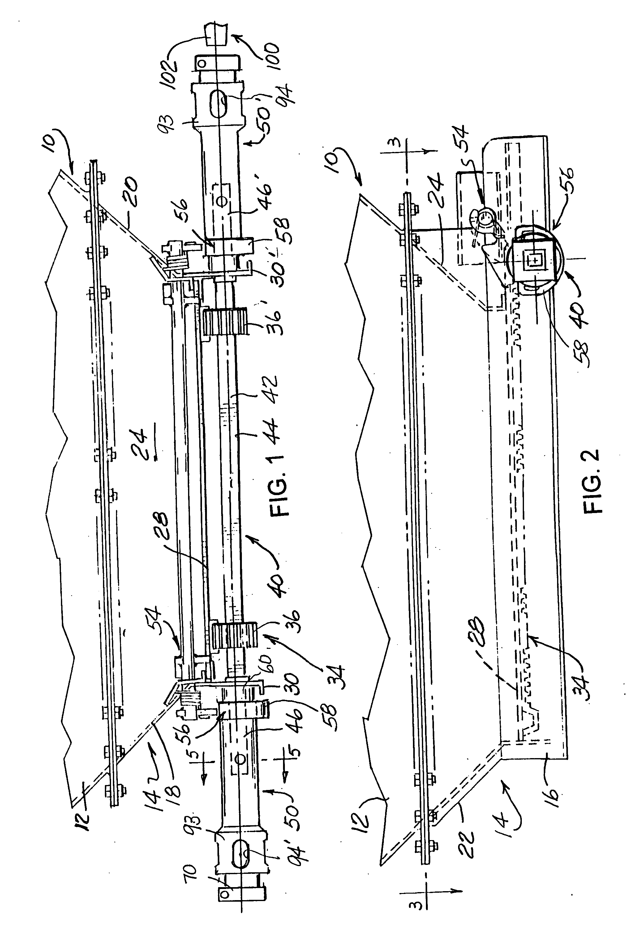 Operating shaft assembly for railcars