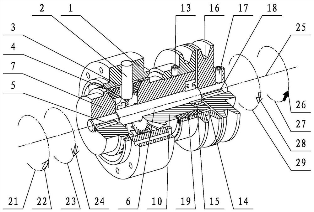 Bevel tooth differential speed reducer for mechanical main shaft of machine tool