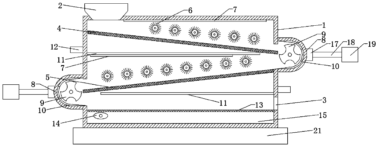 Blowing type cleaning device for agricultural potato harvesting
