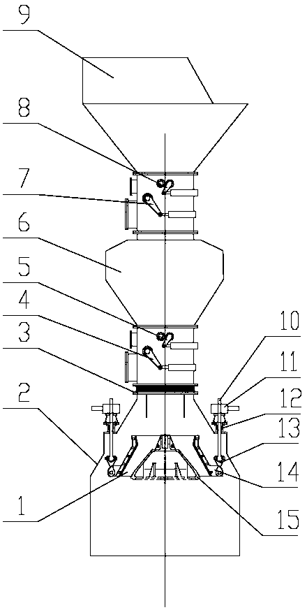 Material distribution device and method for small-sized blast furnace bell-less equipment