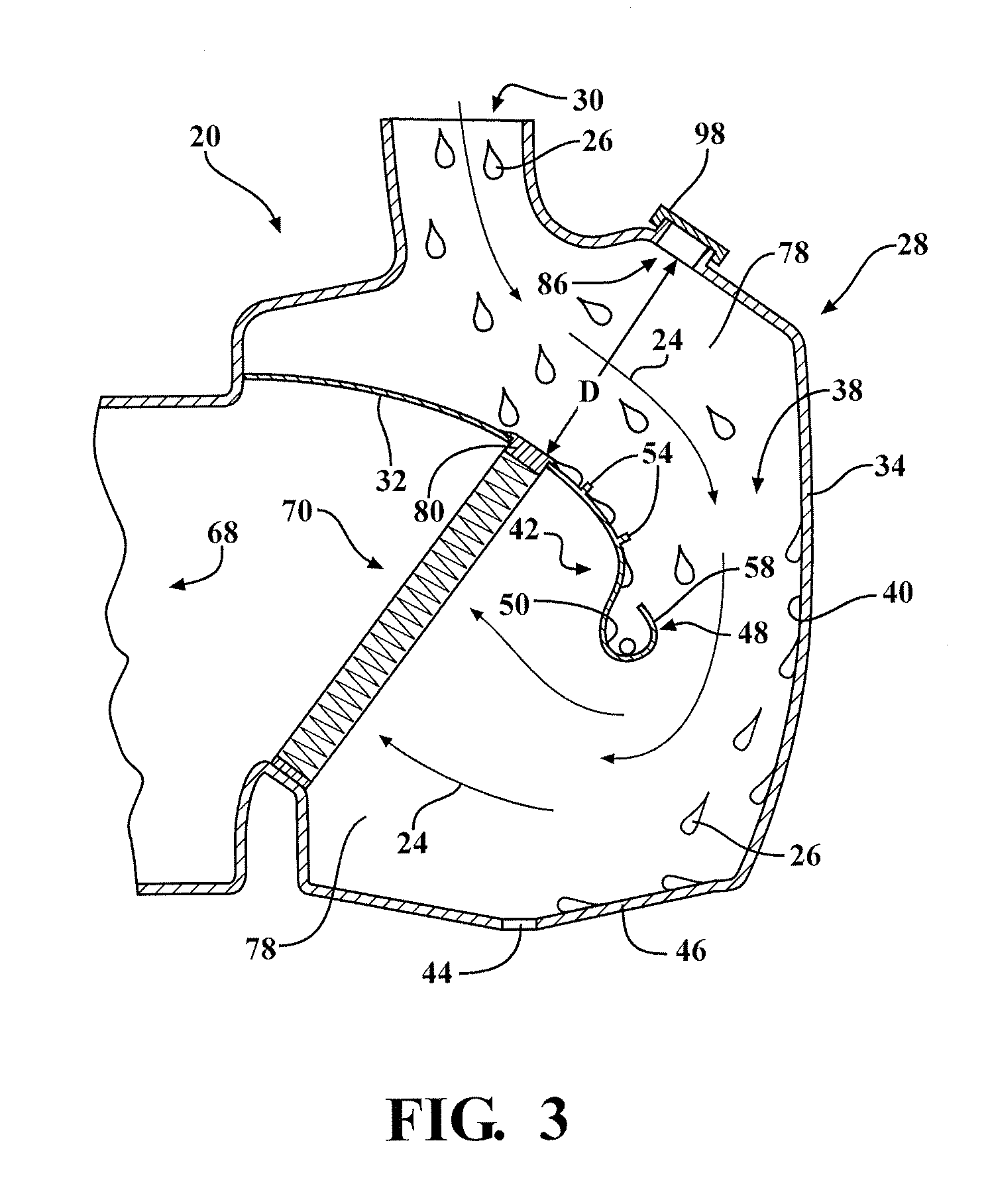 Water separator having a filter assembly