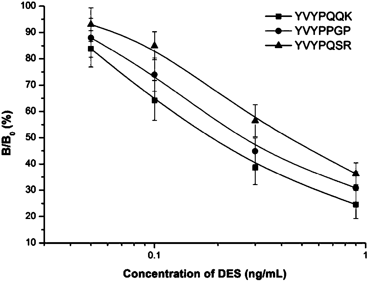 Diethylstilbestrol mimic antigenic epitope peptide, and preparation method and application thereof