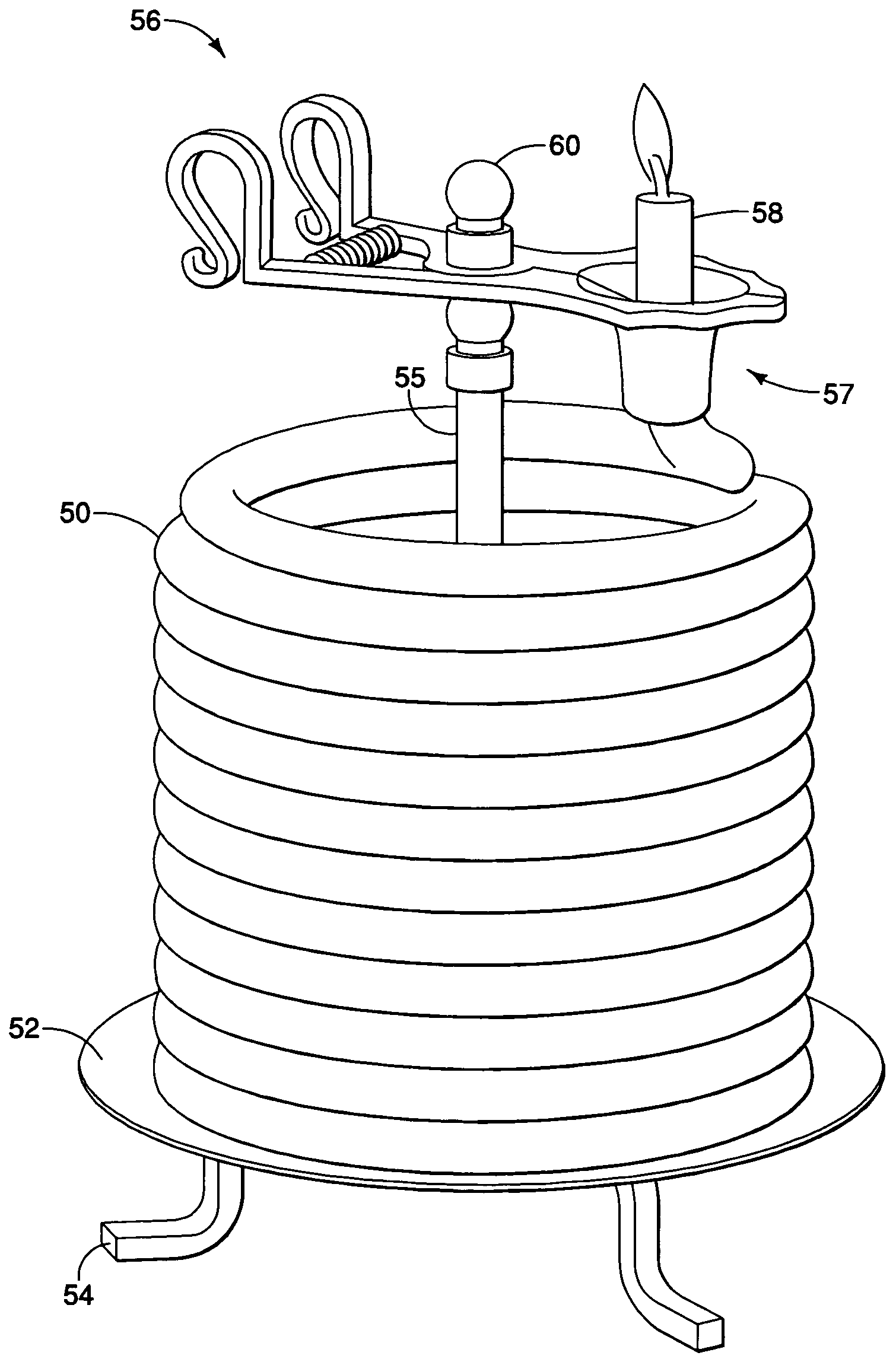 Candle holder and flame extinguisher device