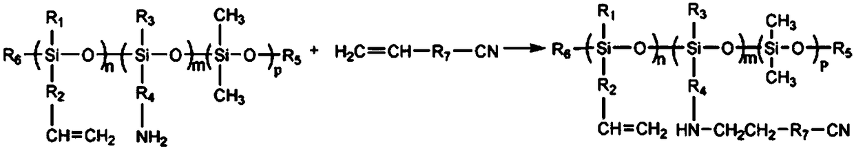 Synthesis of a high-molecular-weight polysiloxane containing both nitrile and vinyl groups and a method for preparing addition-type thermally vulcanized nitrile silicone rubber