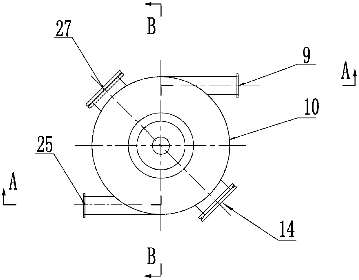 An activated carbon fluidized bed adsorption combined device containing dust and organic waste gas