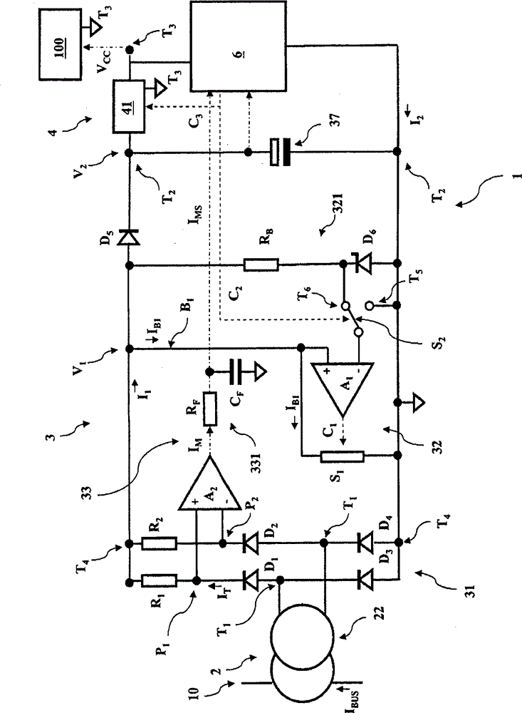 A power supply and measuring device for an intelligent electronic device