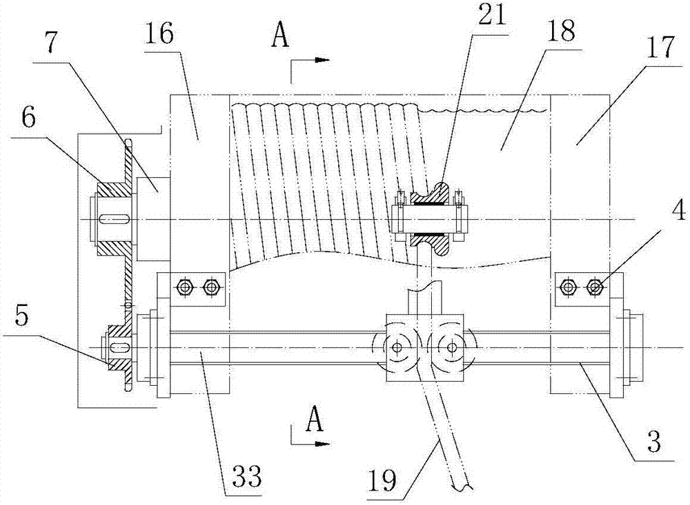 Rope guiding machine with guiding rod type thread rope guiding device